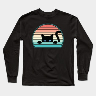 Funny Peeking Black Cat Long Sleeve T-Shirt